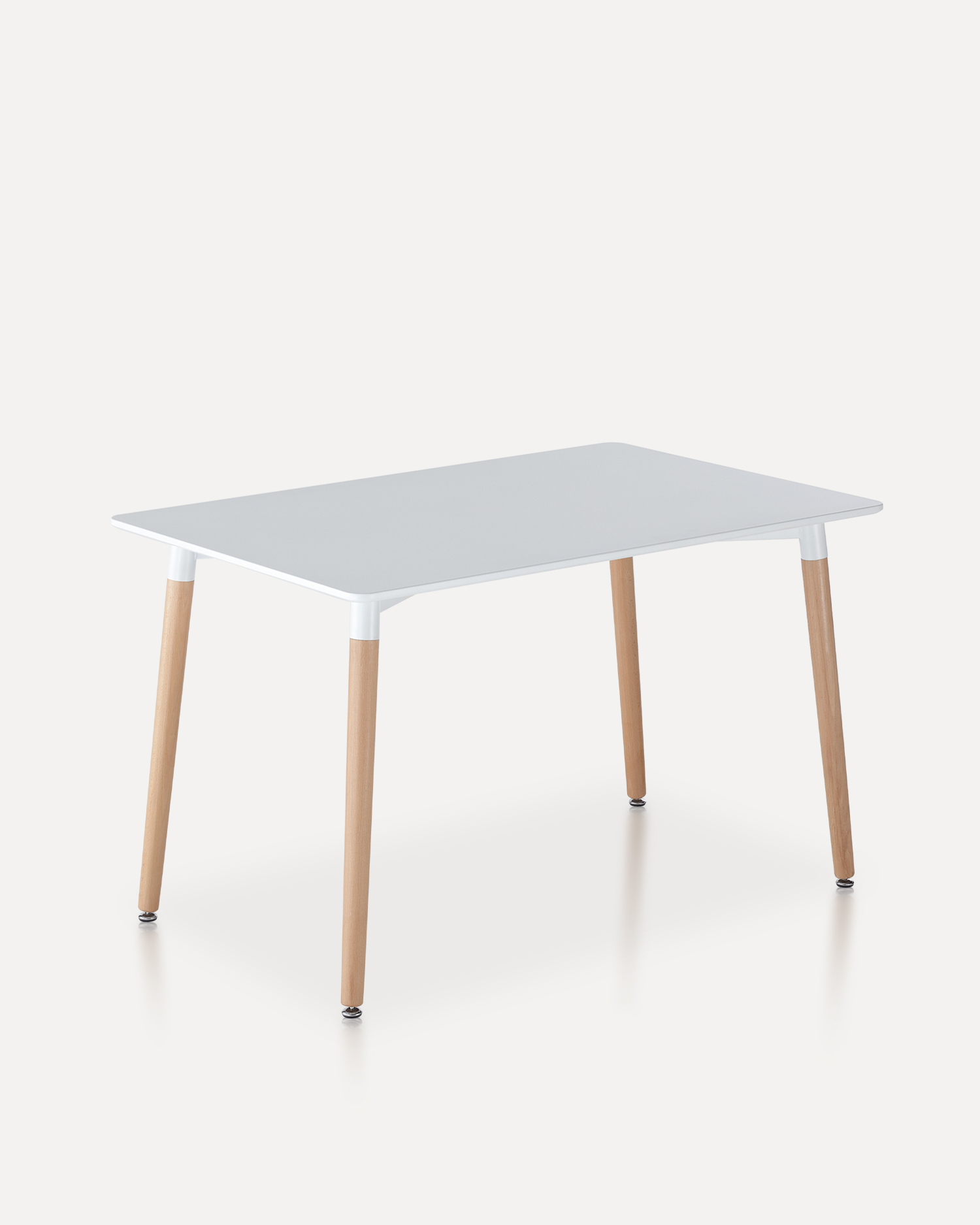 Witte bovenste eettafel met houten benen